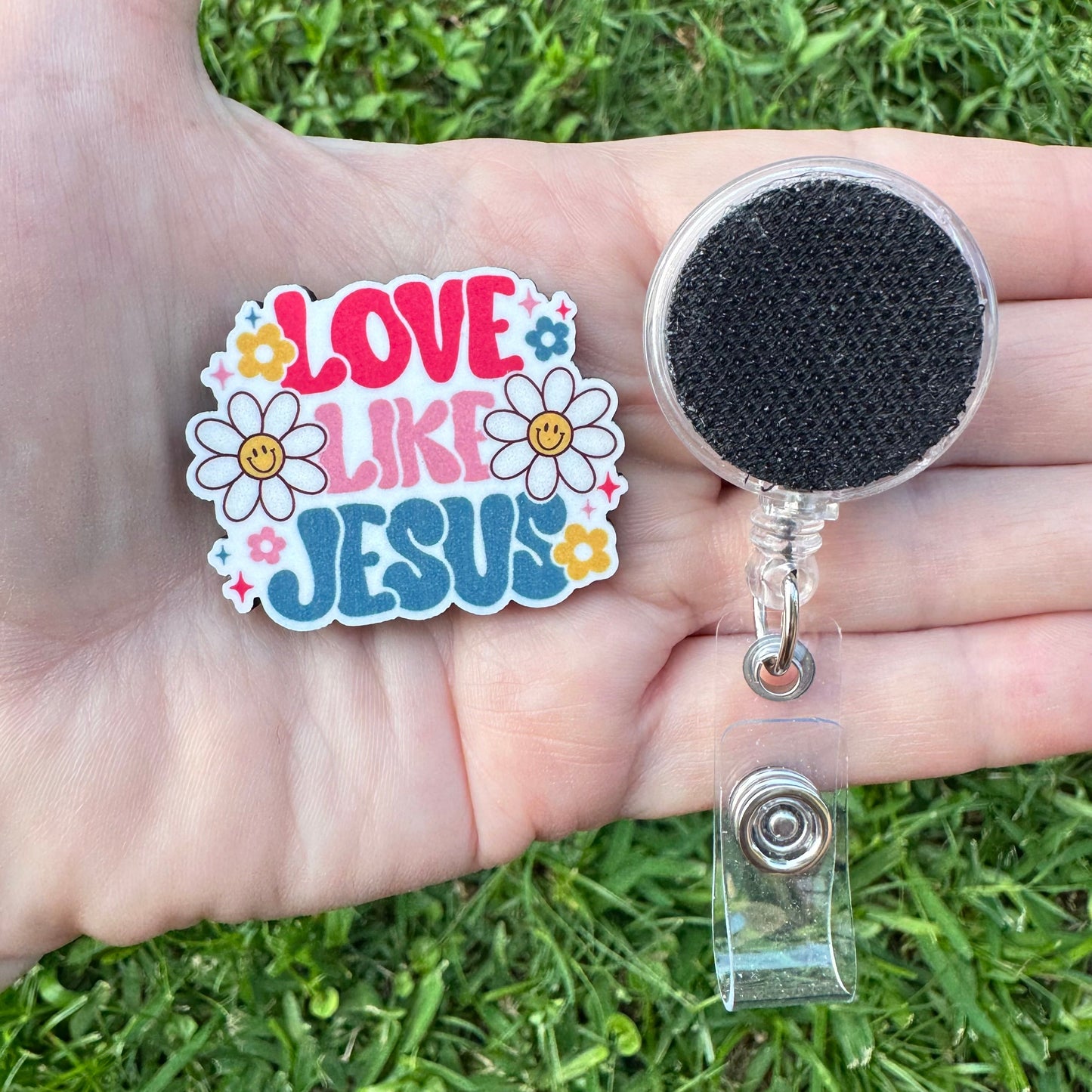 Love Like Jesus Interchangeable Badge Button with Reel Option