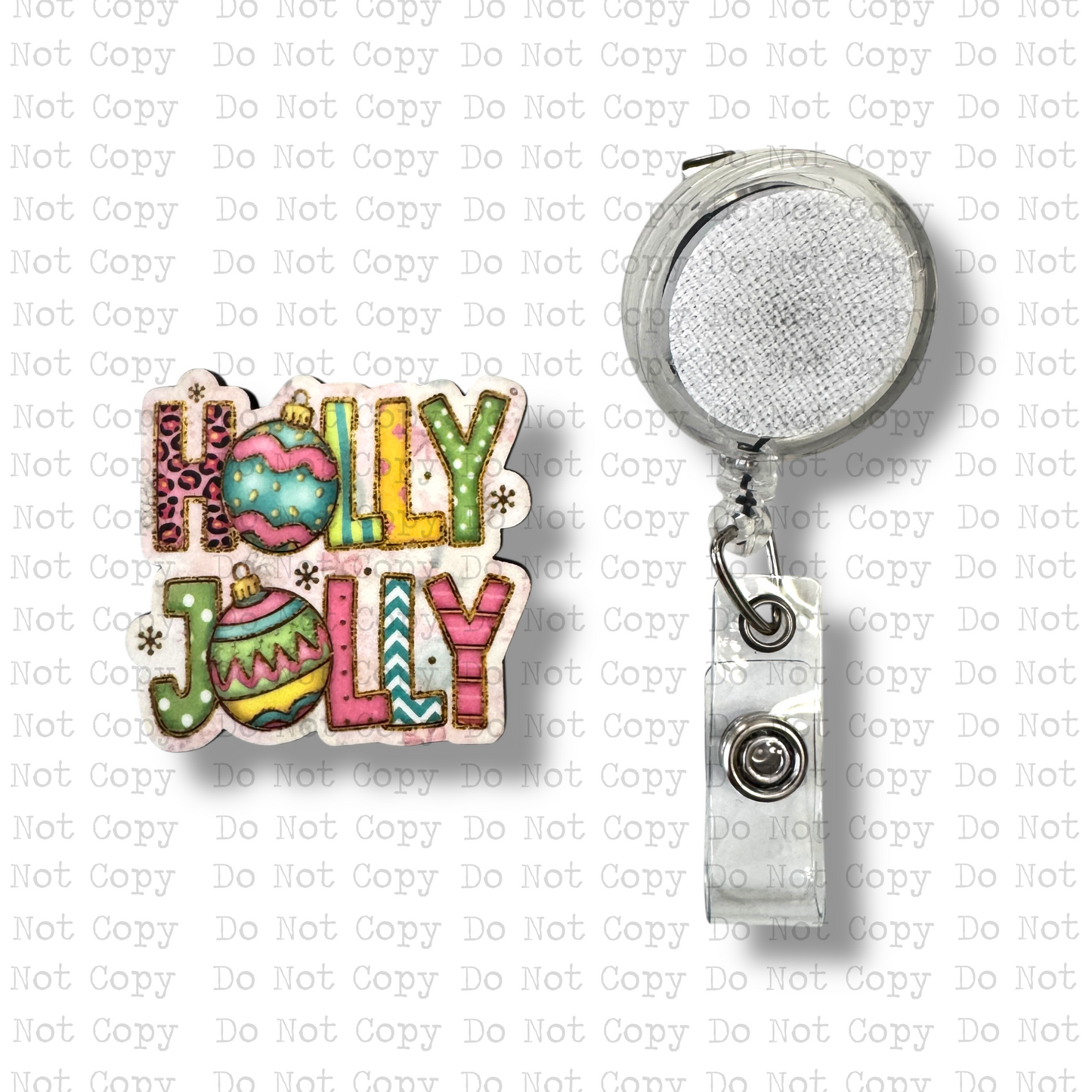 Holly Jolly Balls Interchangeable Badge Button with Reel Option