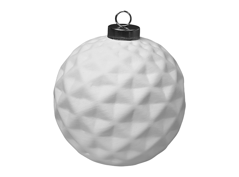 Ceramic Faceted Silver Cap Ball Ornament