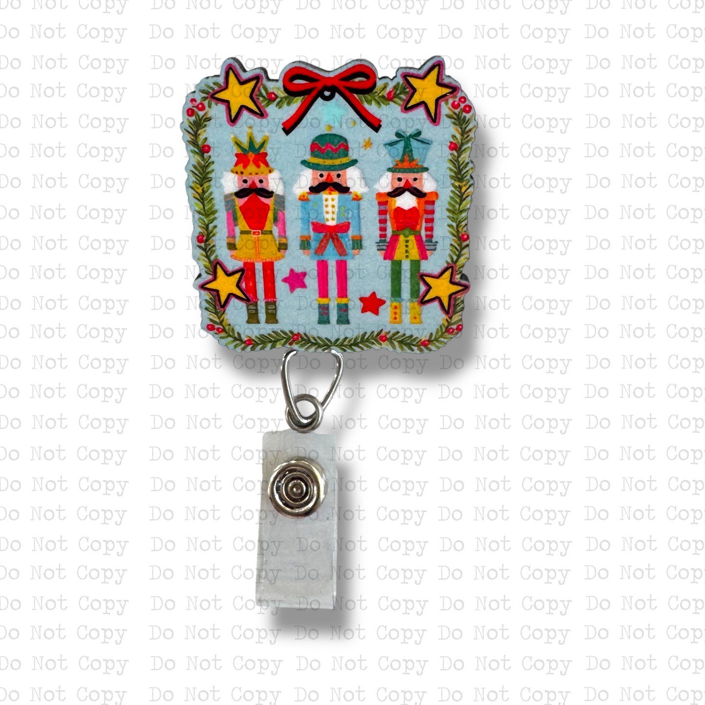 Festive Wreath Nutcracker Interchangeable Badge Button with Reel Option