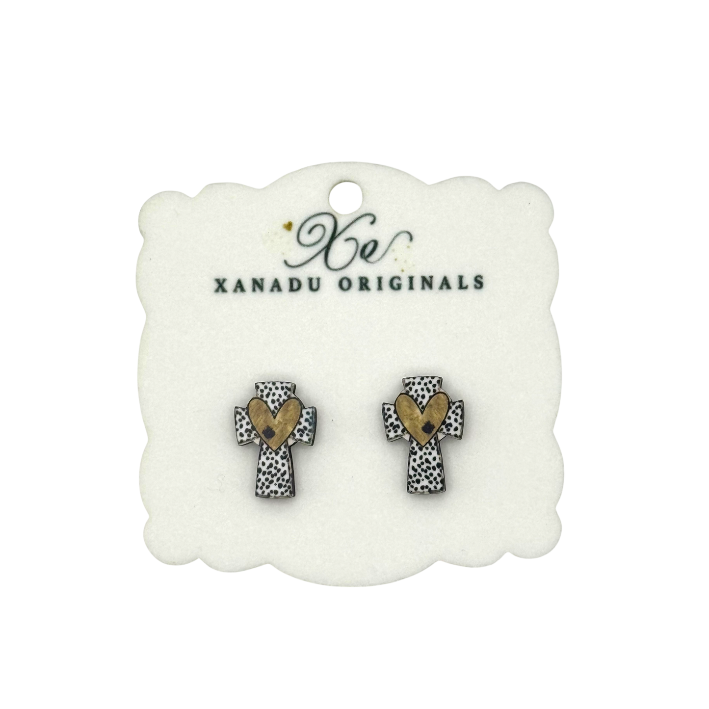 STUD Black and Gold Cross With Post