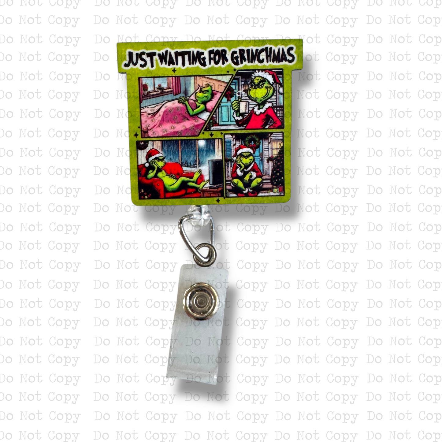 Waiting On Grinchmas Interchangeable Badge Button with Reel Option