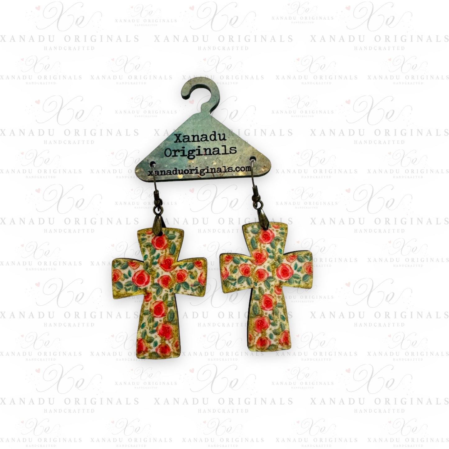 Floral Cross Earrings - 1