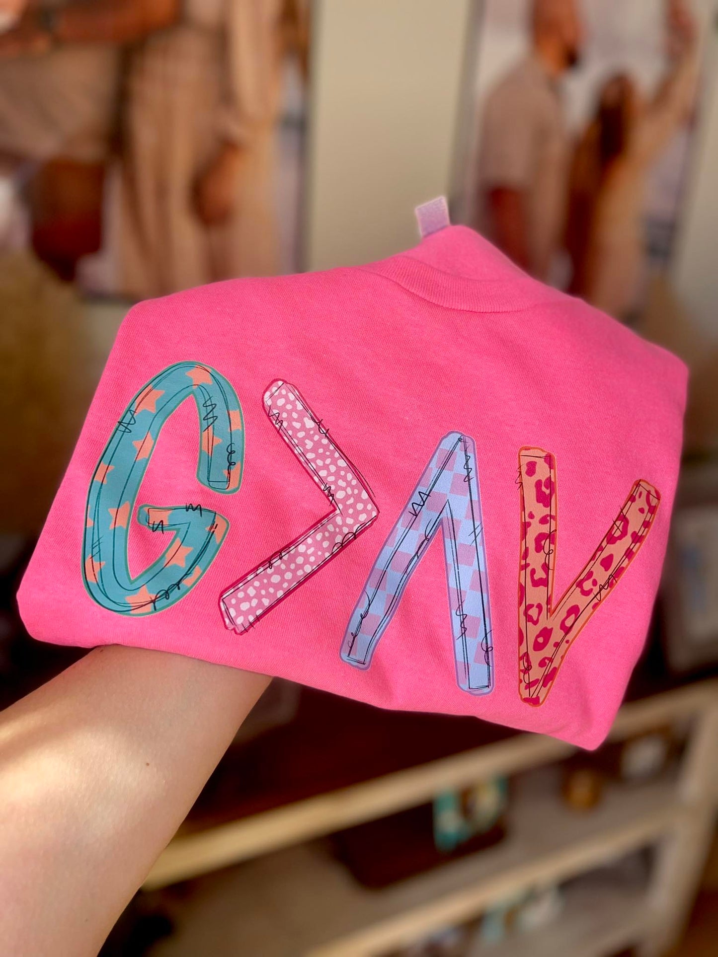 neon pink God is greater