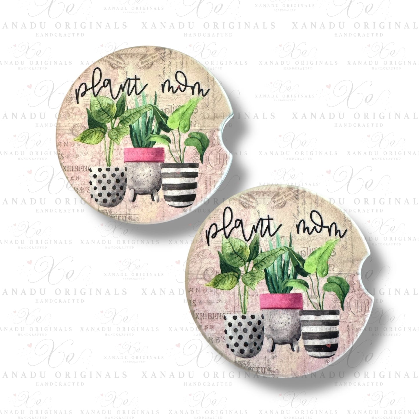 Plant Mom Ceramic Car Coasters