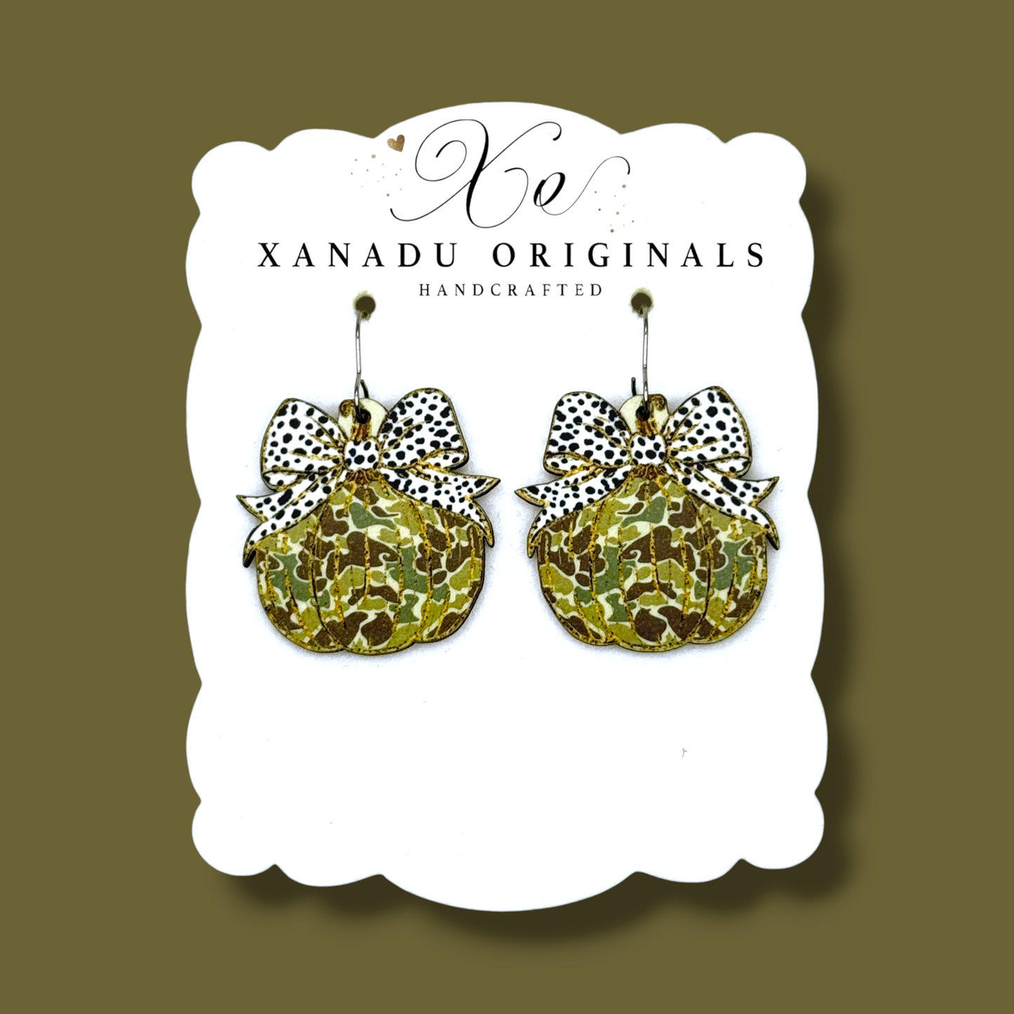 Camo Pumpkin Dangle Earrings