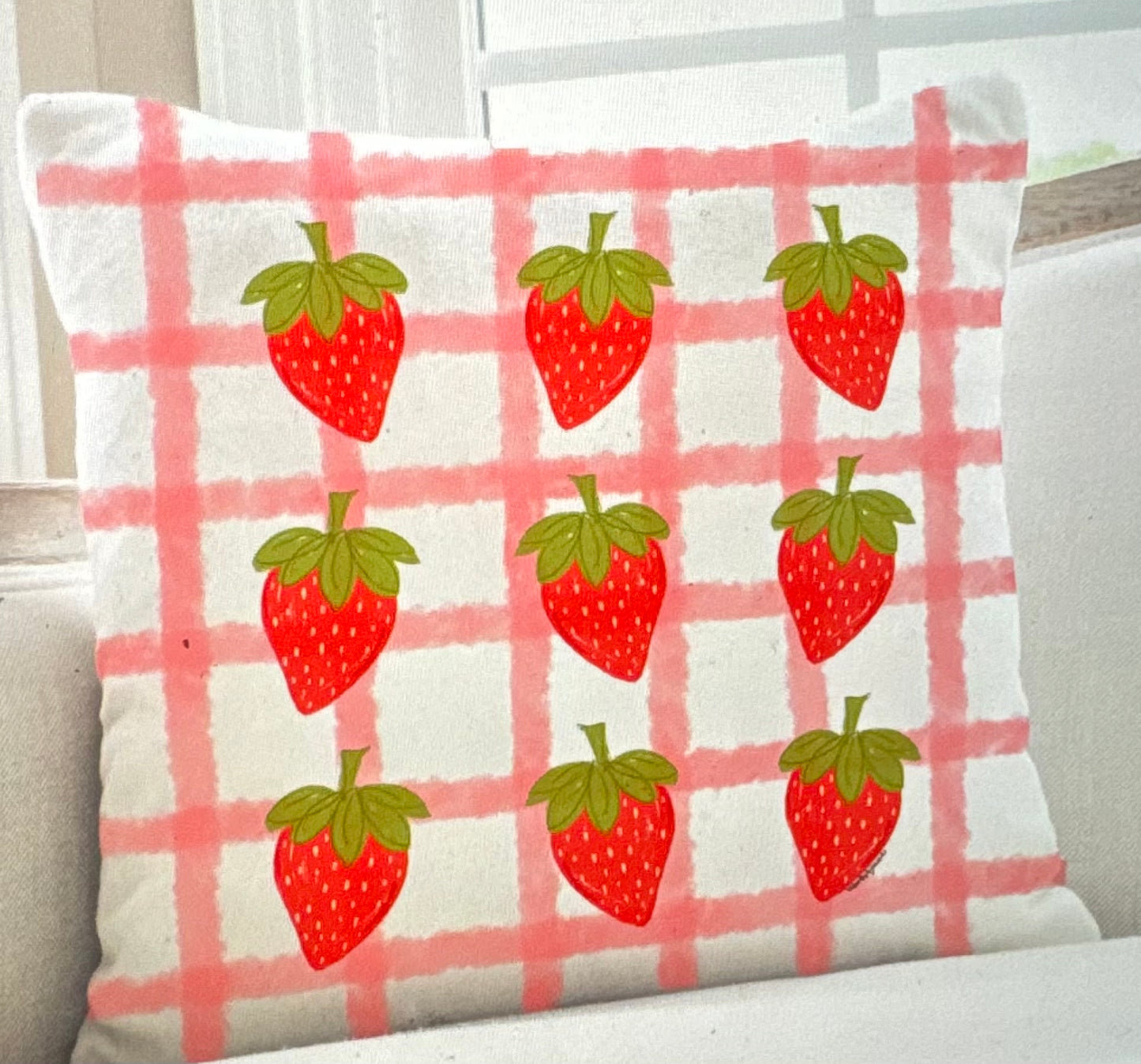Gingham Strawberry Garden Flag