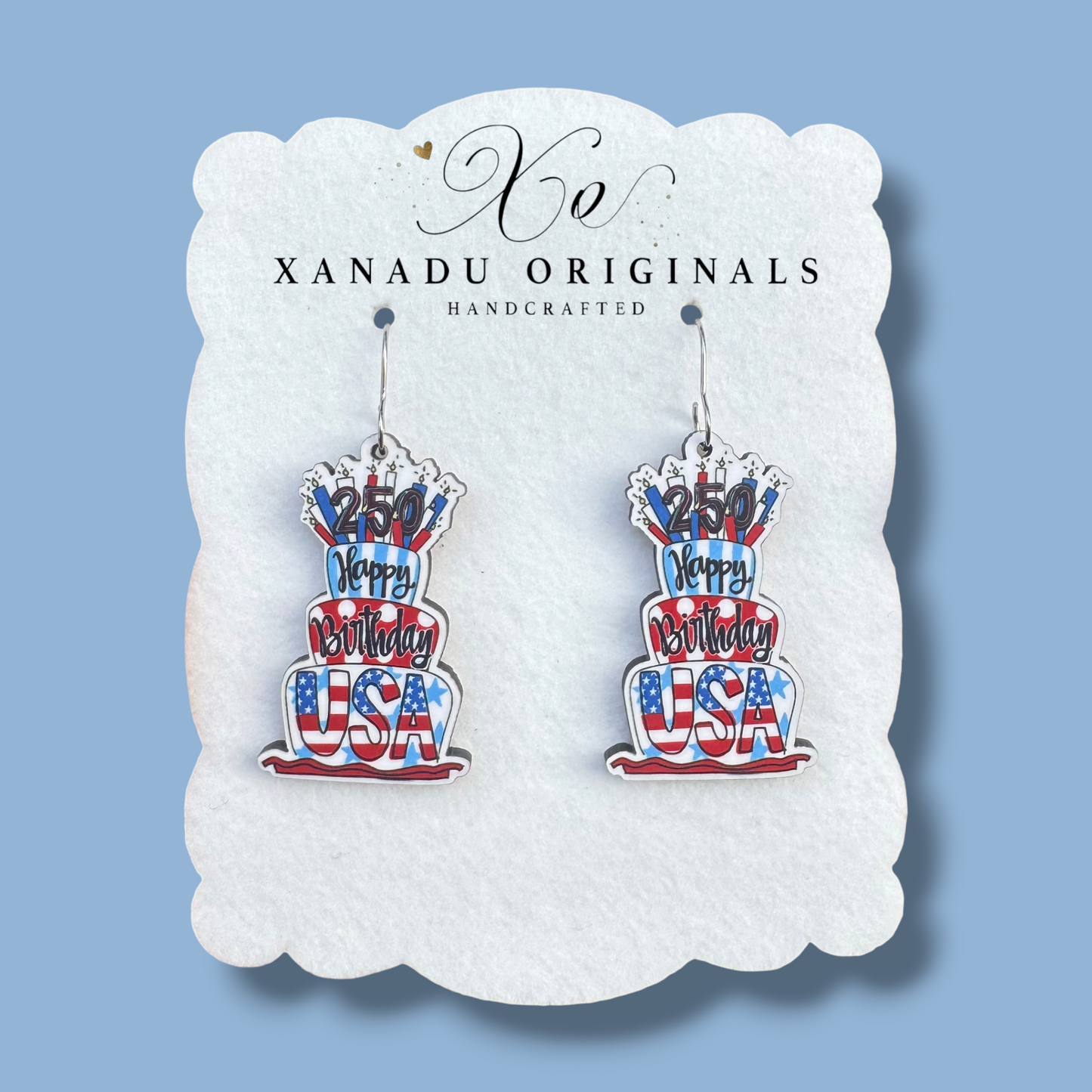 Happy Birthday USA Earrings