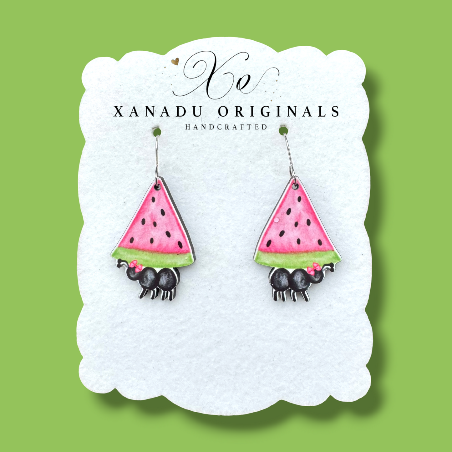 Watermelon Ant Earrings