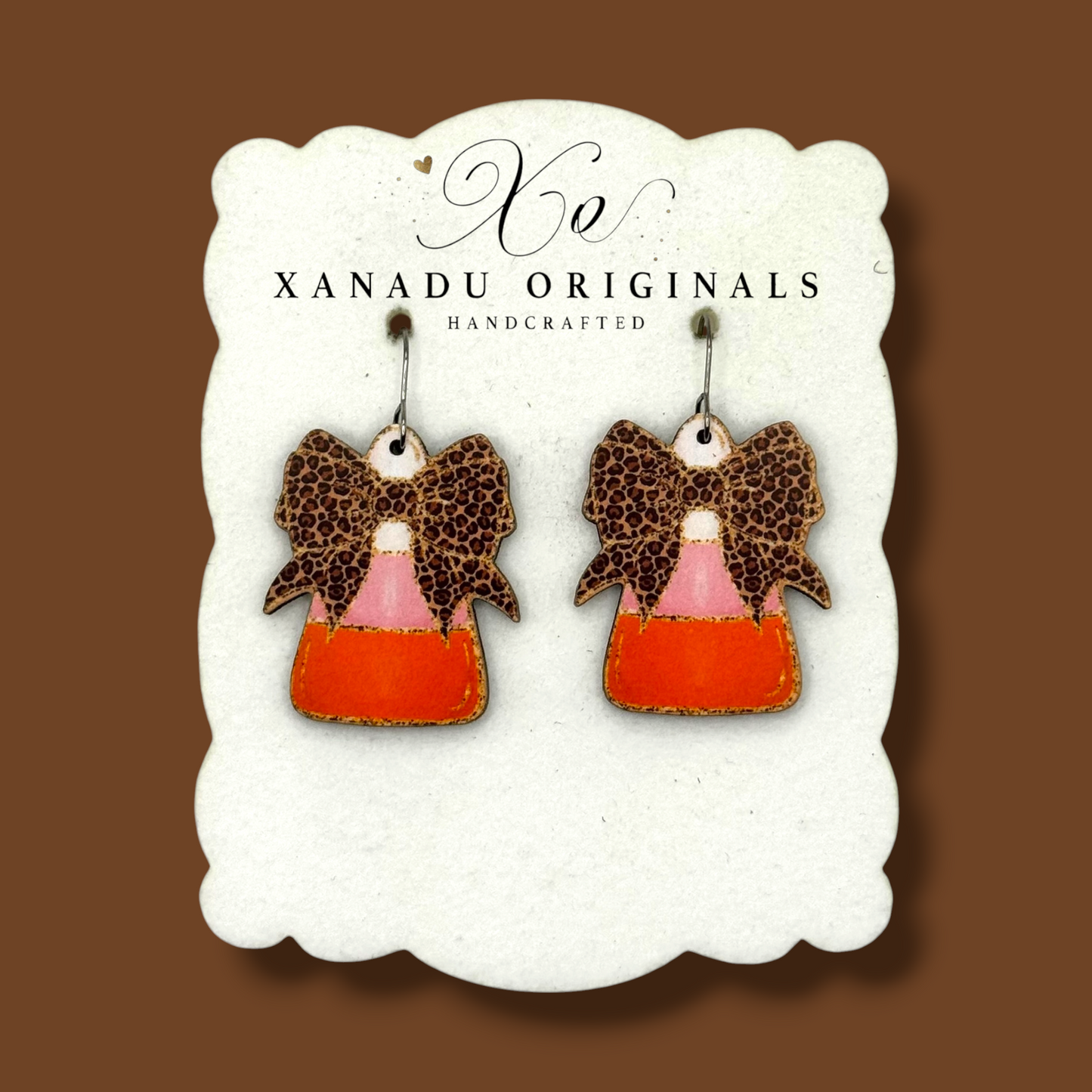 Cheetah Candy Corn Earrings