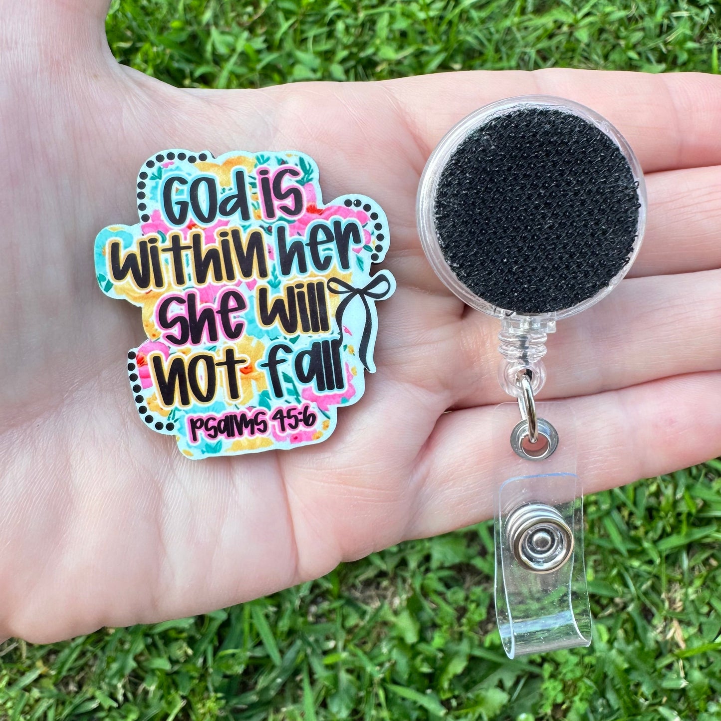 God Is Within Her Interchangeable Badge Button with Reel Option