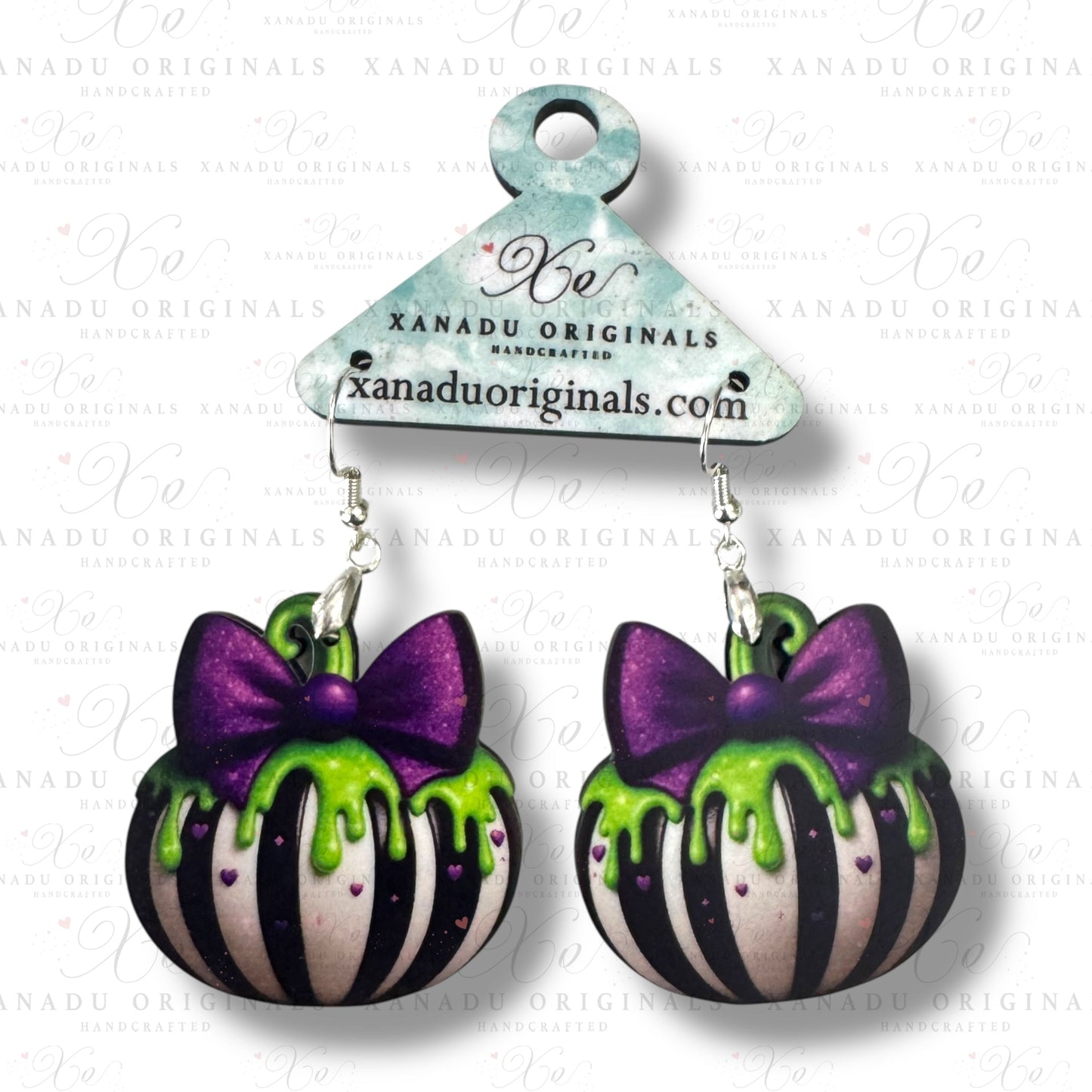 Purple Bow Pumpkin Earrings