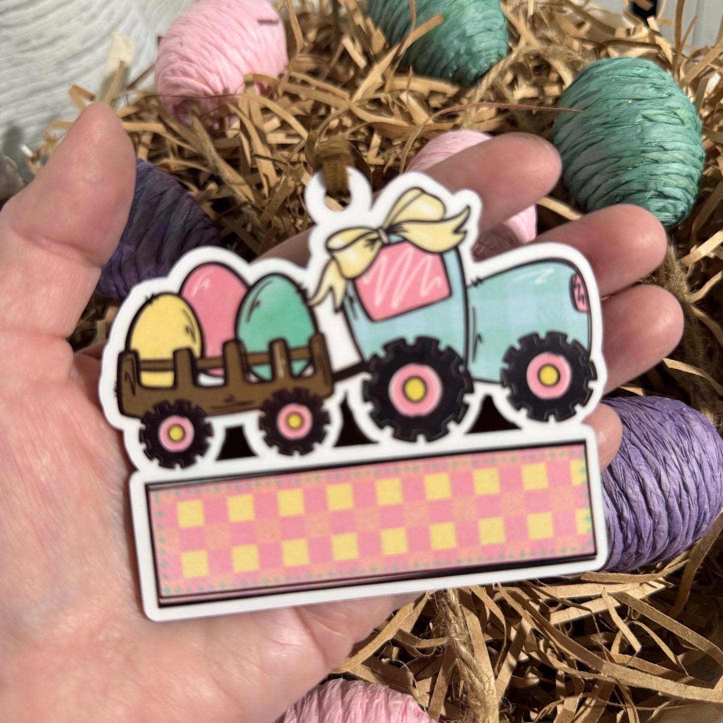 Girl Tractor Personalized Easter Basket Tag