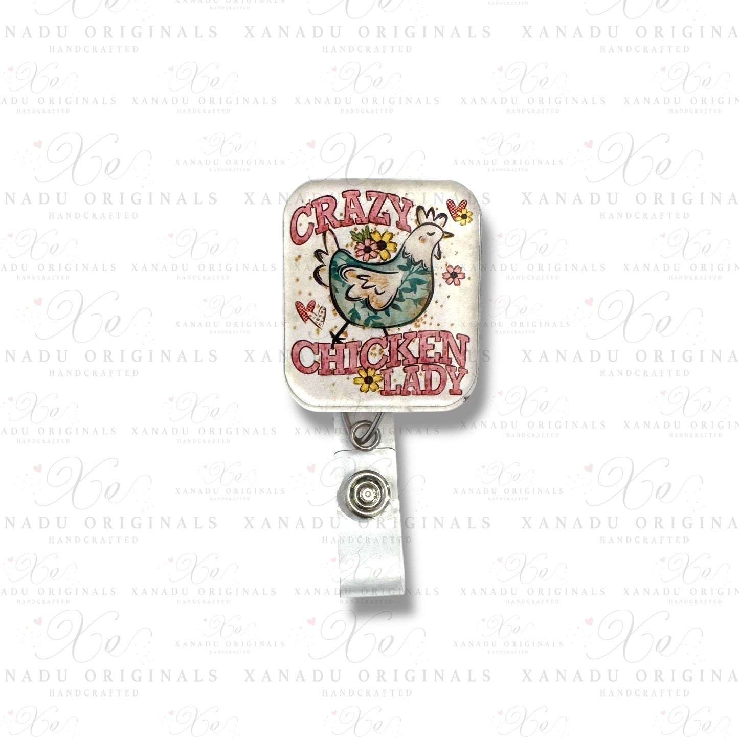 Crazy Chicken Lady Retractable Badge Reel