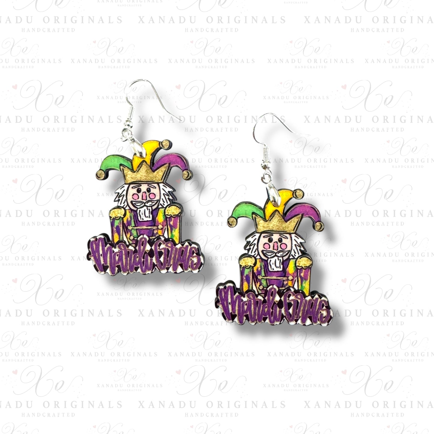 Mardi Gras Jester Nutcracker Earrings