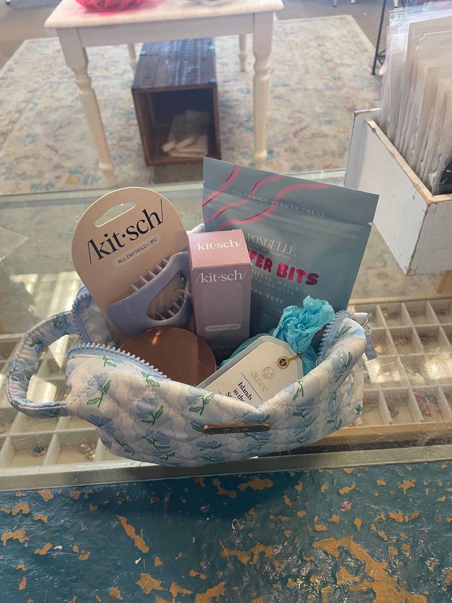 blue and purple valentines goodie bag
