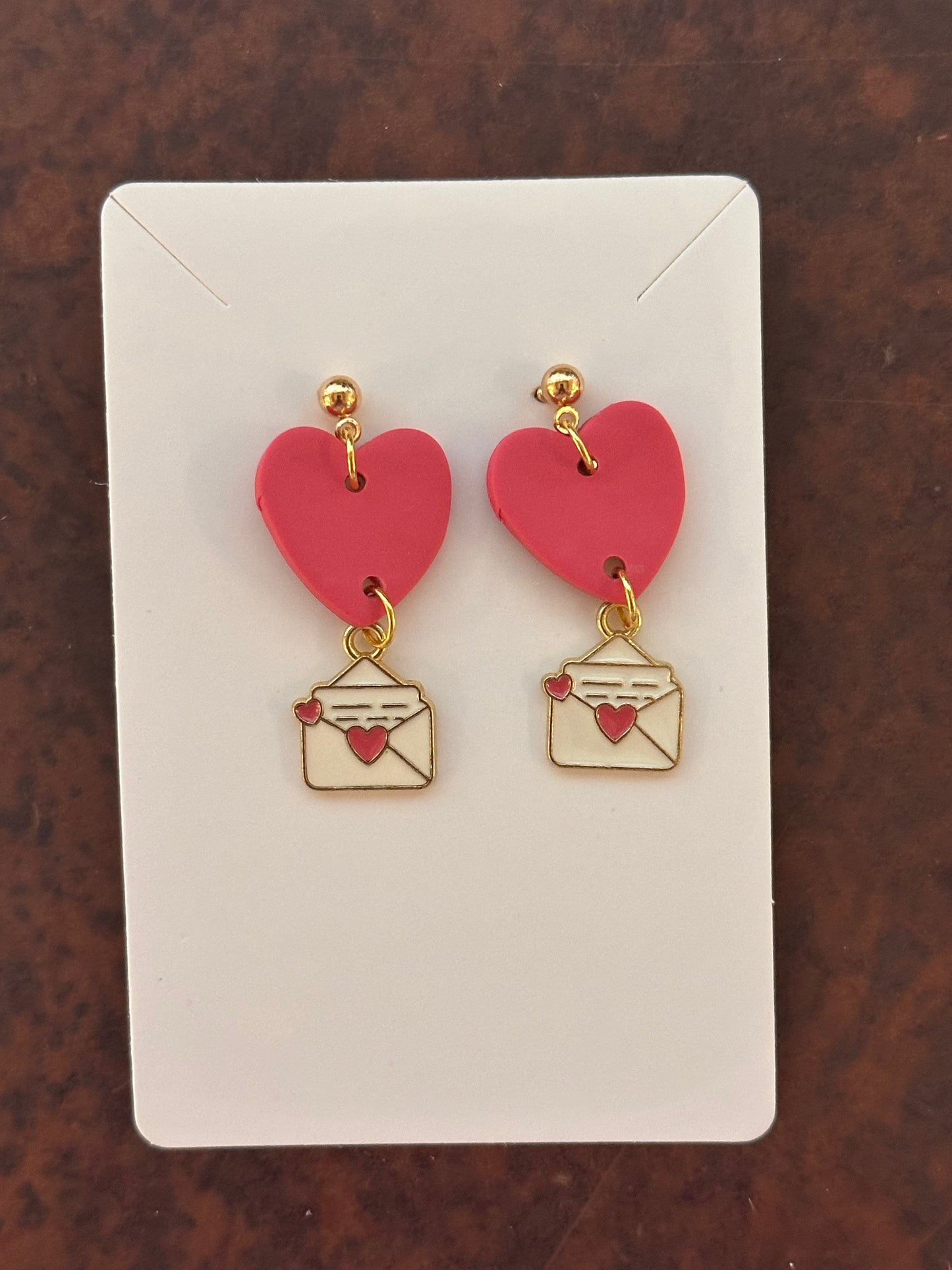 Pink Heart and Love Letter Earrings