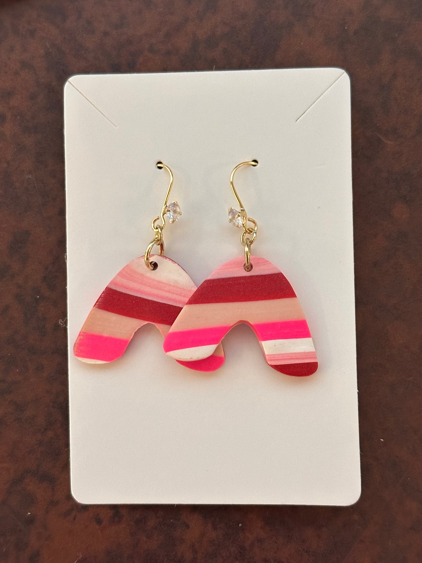 Striped Rainbow with Crystal Earrings