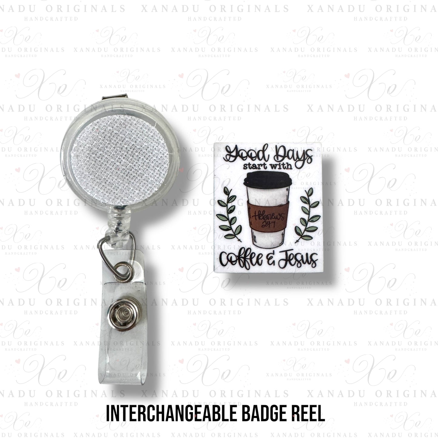 Coffee and Jesus Interchangeable Badge Button with Reel Option