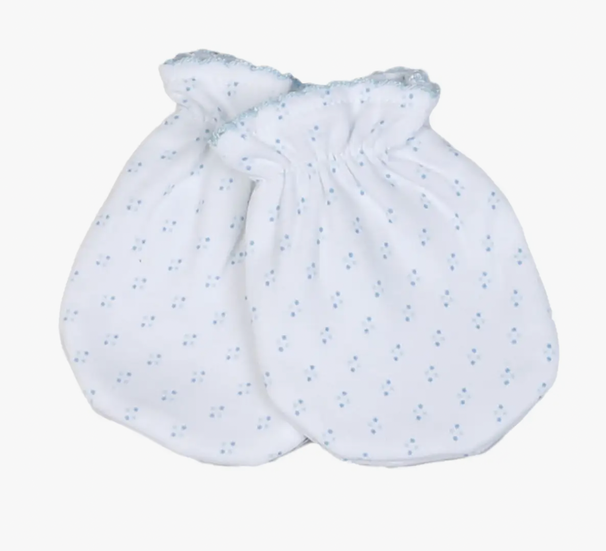 Blue Dots & Blue Trim Pima Mittens