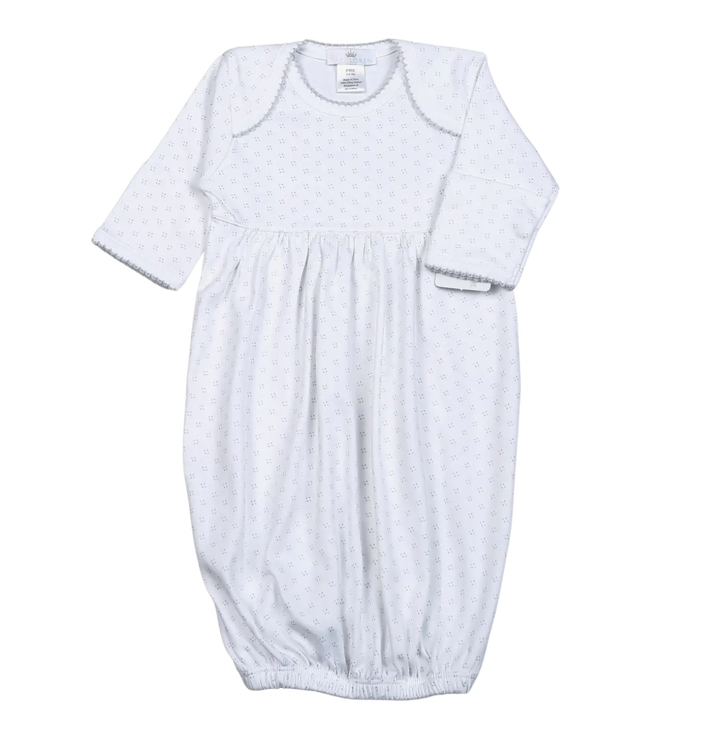 Grey Dots & Grey Trim Pima Gown