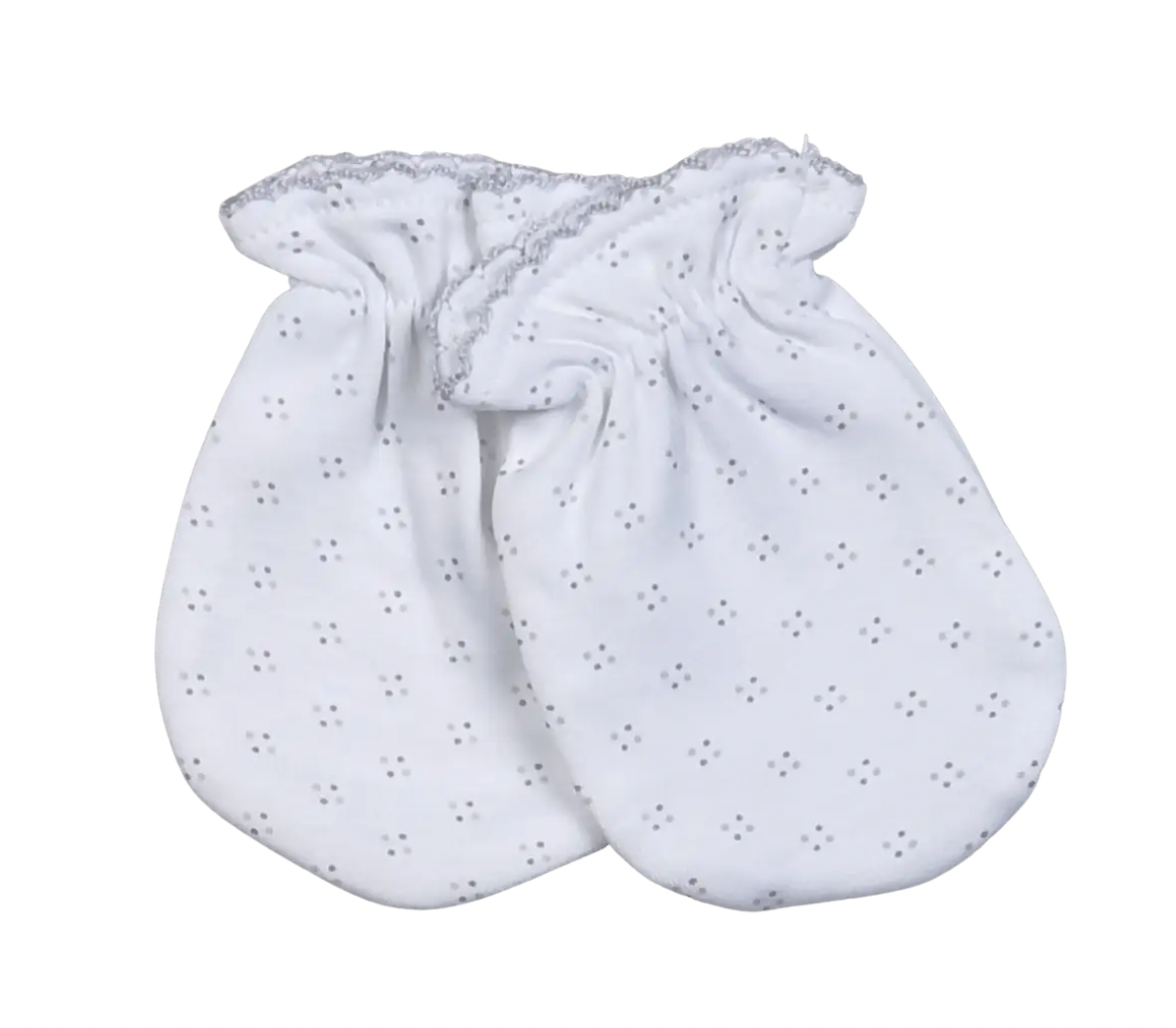 Grey Dots & Grey Trim Pima Mittens