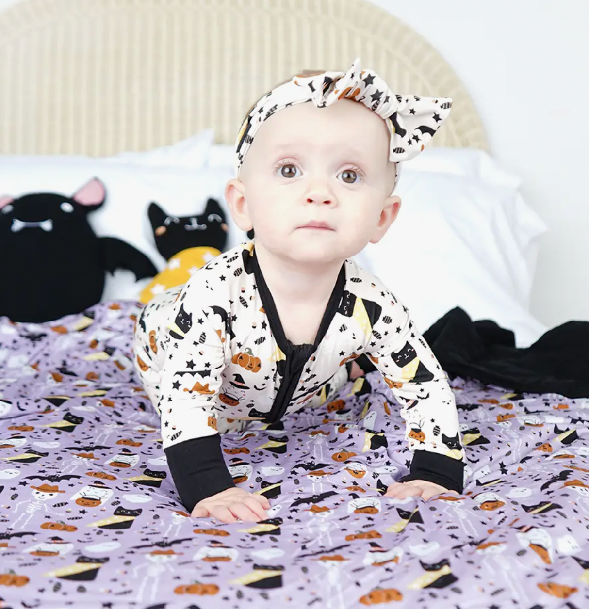 Spooky Cute Halloween Beige Bamboo Baby Headband