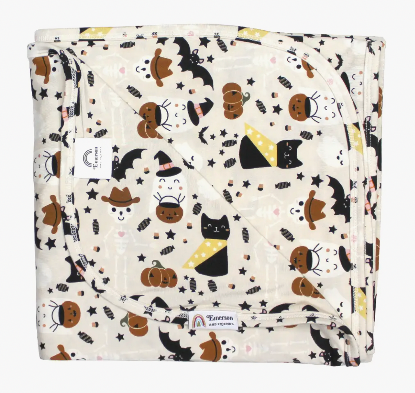 Spooky Cute Halloween Beige Luxury Bamboo Blanket