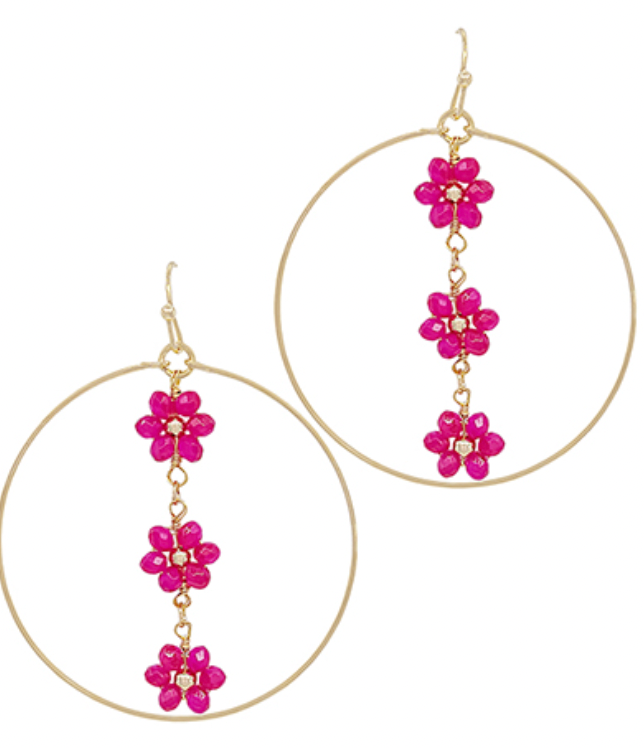 Flower Drop Round Hoops