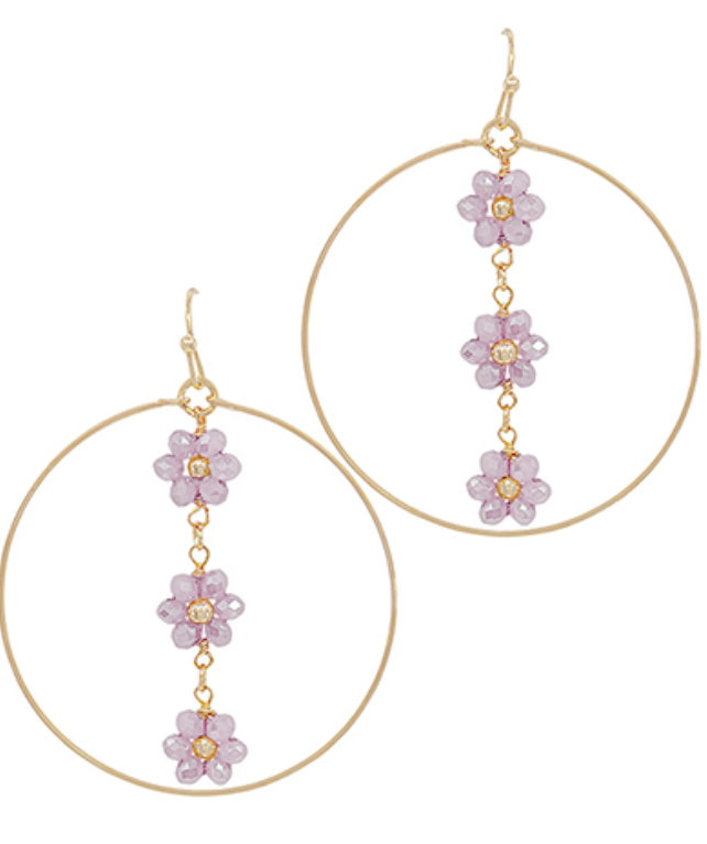 Flower Drop Round Hoops