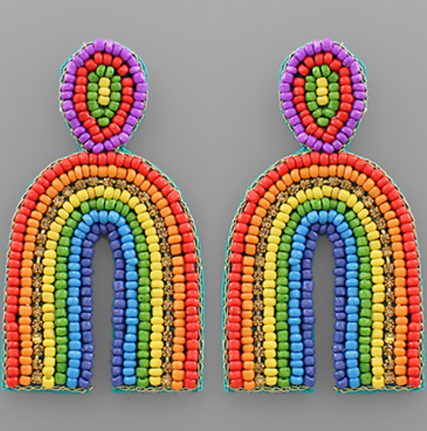 Multicolor Seed Bead Arched Earrings