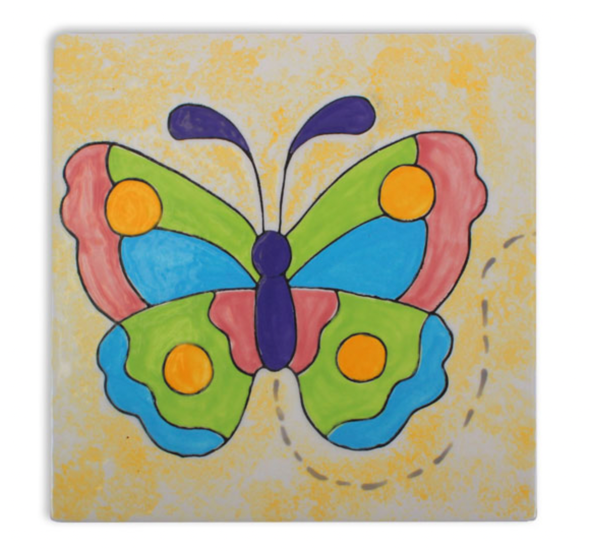 Ceramic Detailed Butterfly Tile