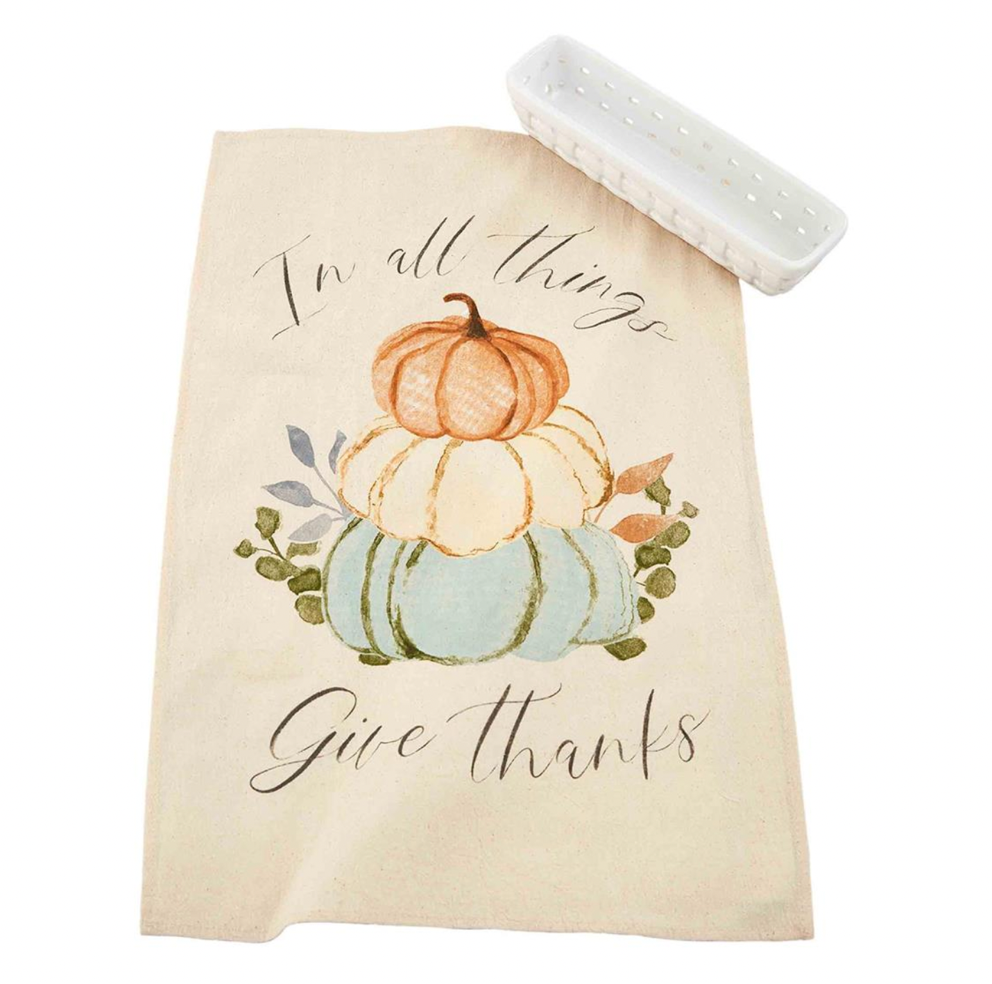 Basketweave Cracker Dish & Towel Set