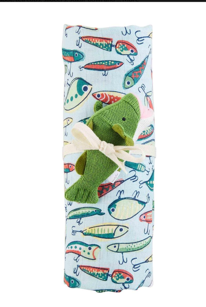 Fishing Lure Swaddle & Rattle Set