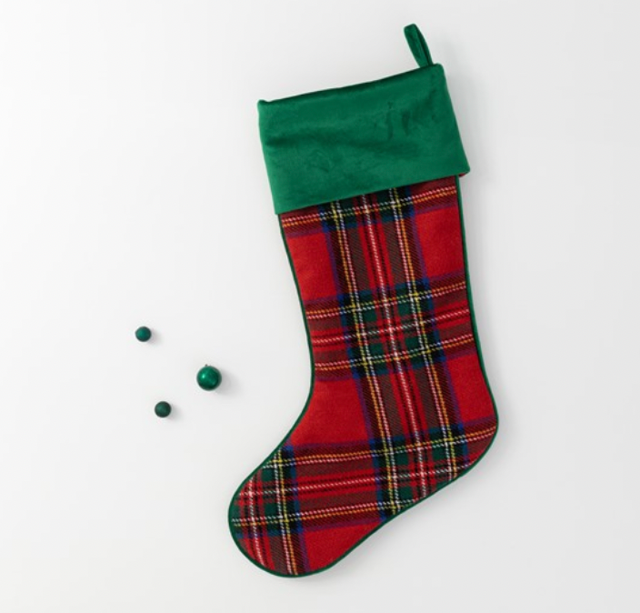 Christmas Red & Green Plaid Stocking
