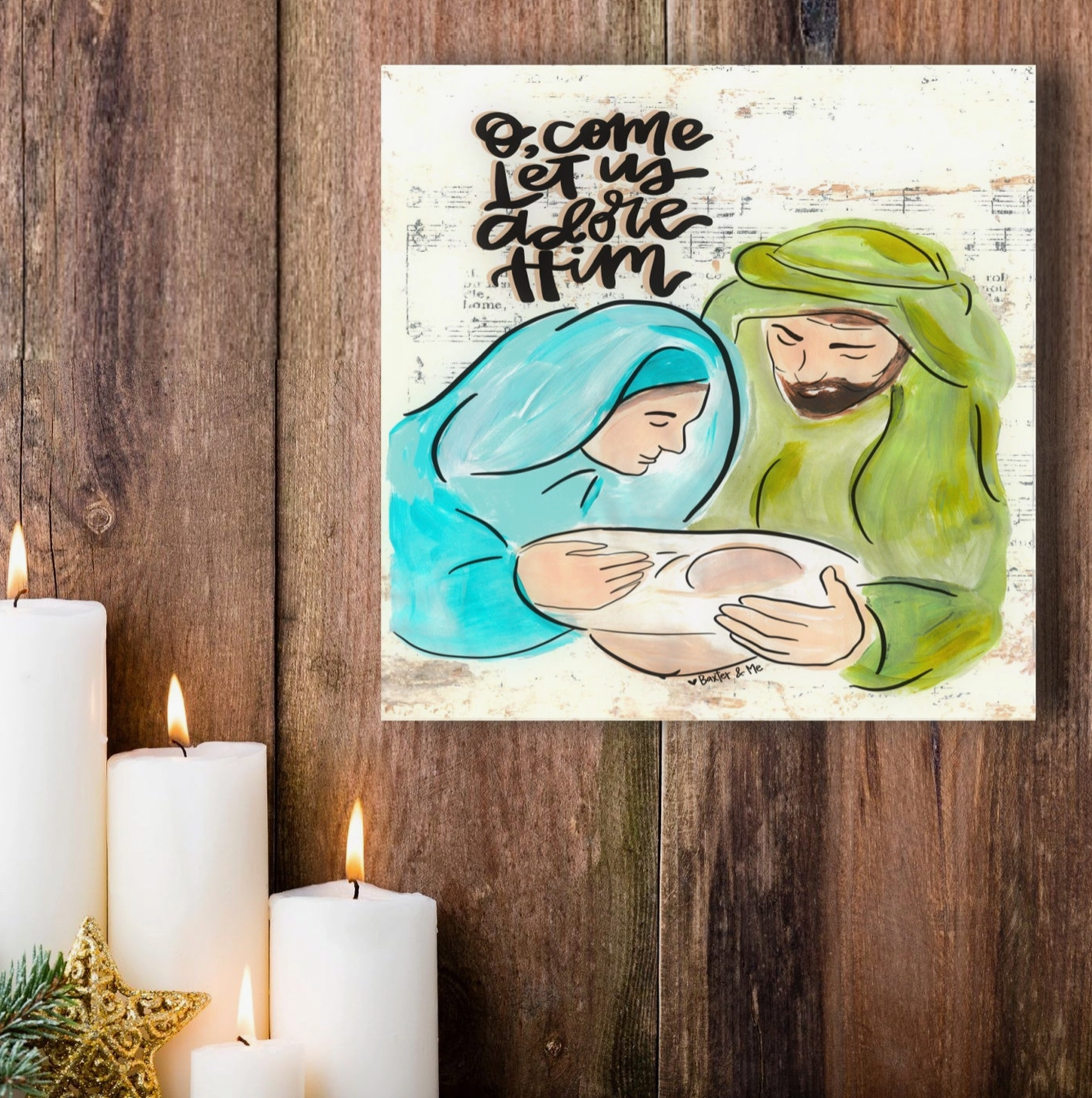 O Come Let Us Adore Him Wrapped Canvas