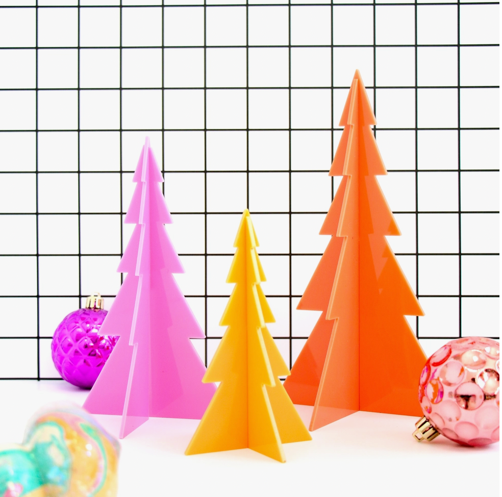 Acrylic Christmas Tree Decor Set of 3