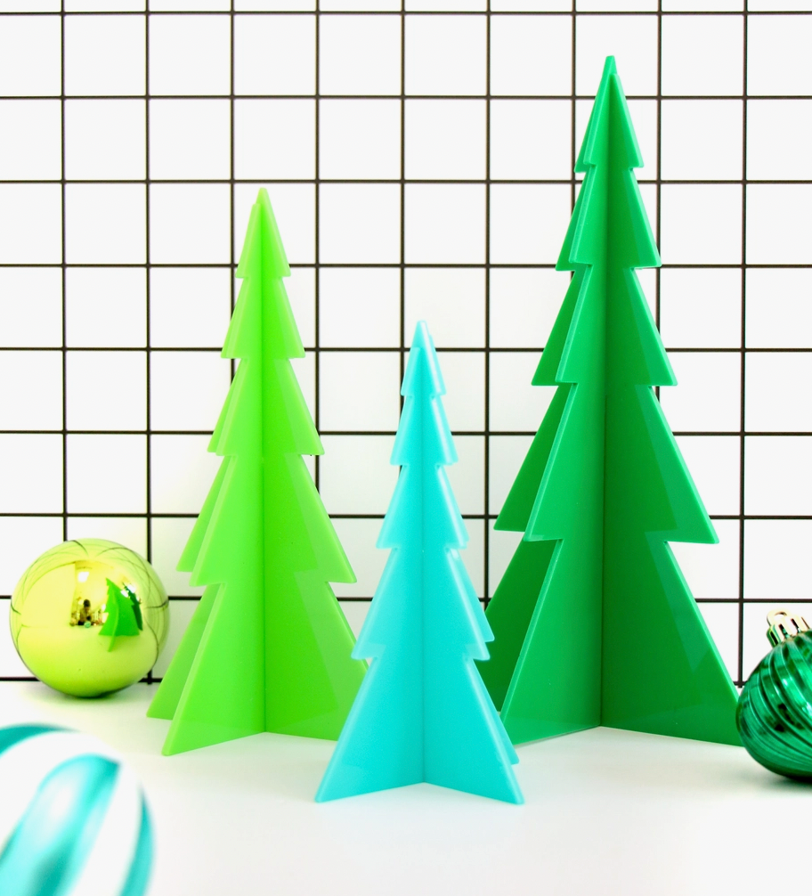 Acrylic Christmas Tree Decor Set of 3