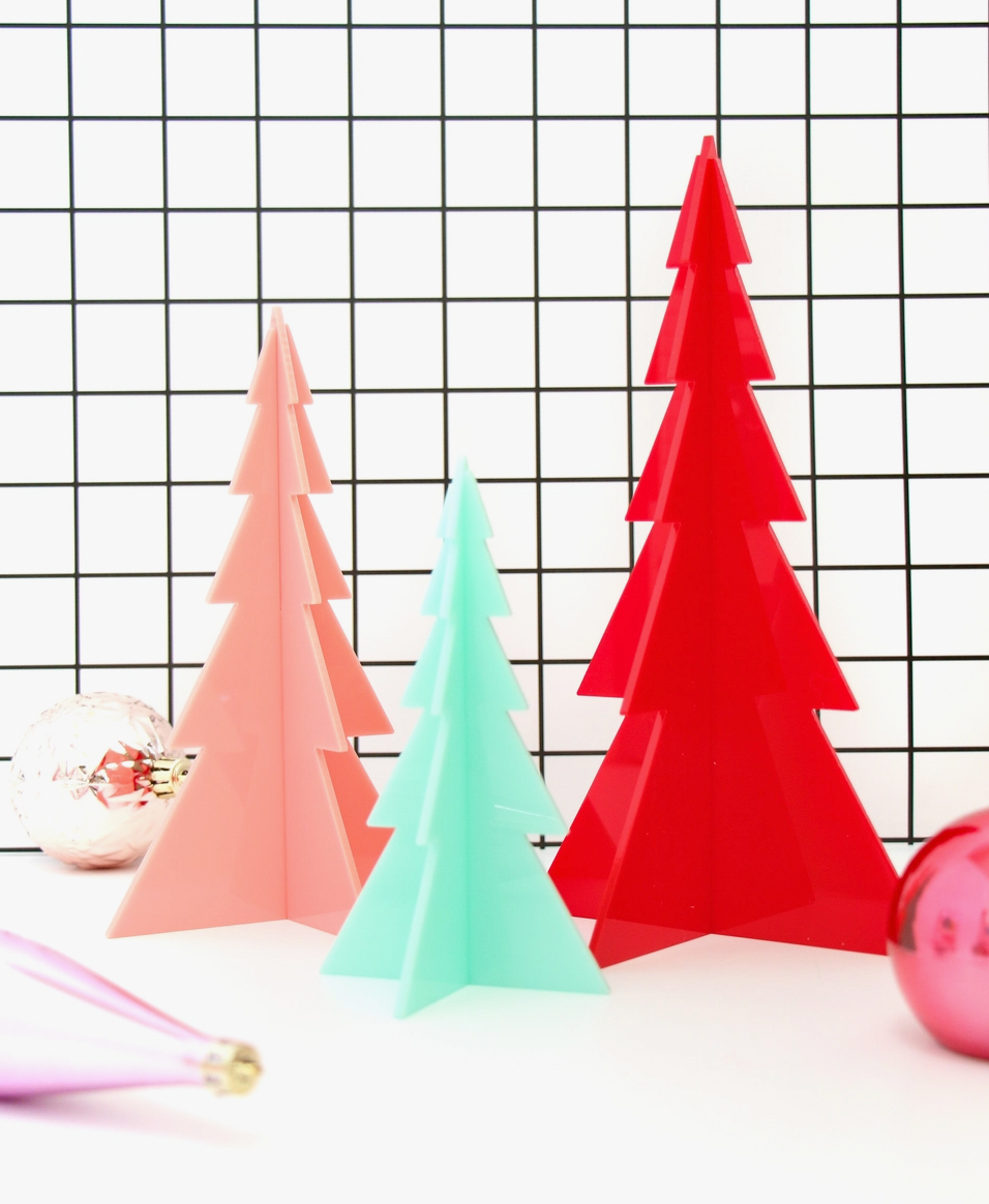Acrylic Christmas Tree Decor Set of 3