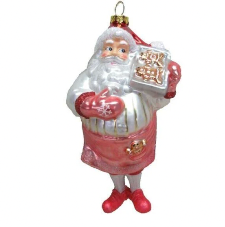 Pink Baking Santa Ornament