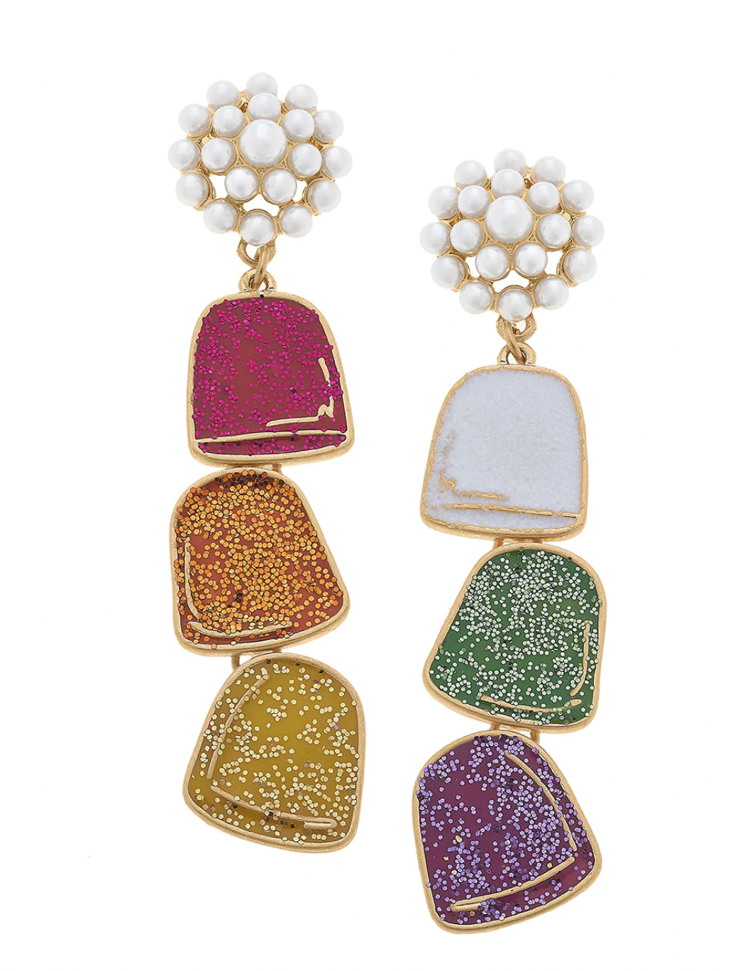 Gum Drop Linked Enamel Earrings