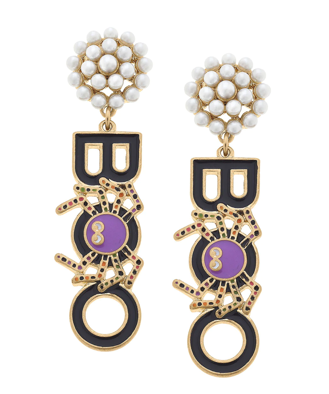 Halloween Enamel Boo Spider Earrings