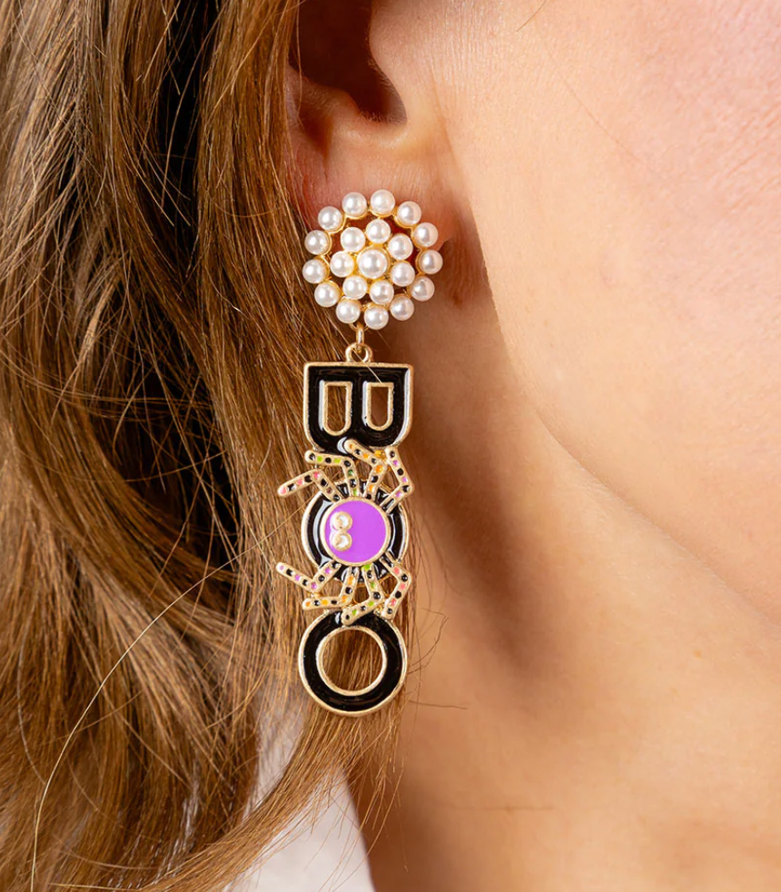 Halloween Enamel Boo Spider Earrings