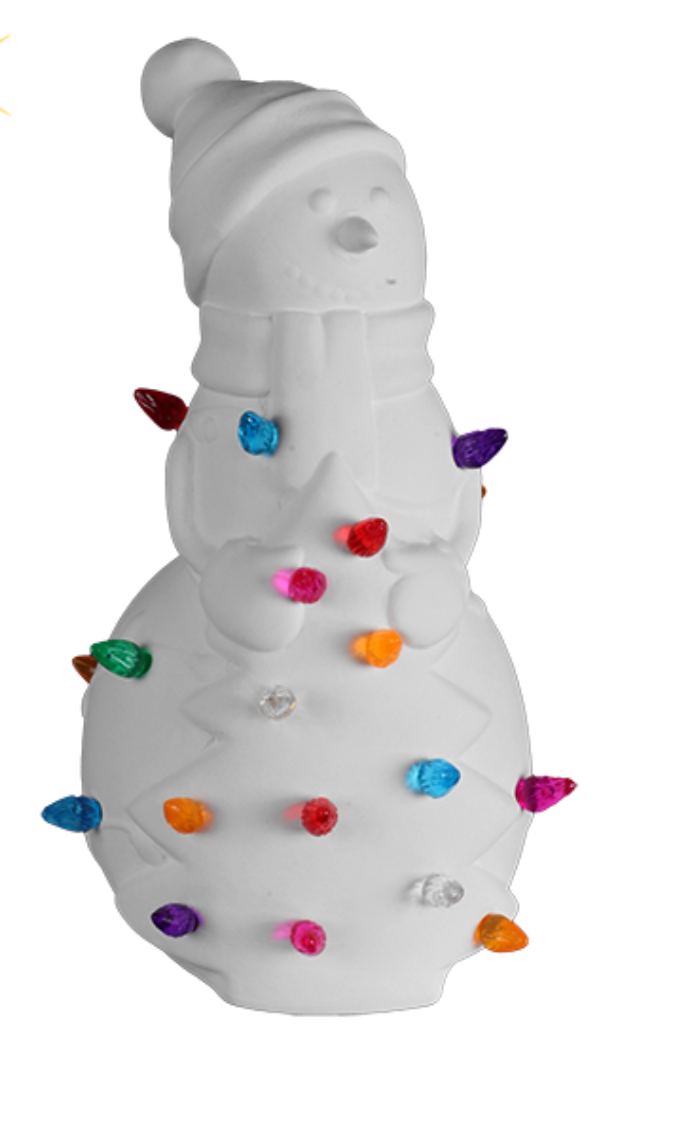 Ceramic Lighted Tree with Snowman