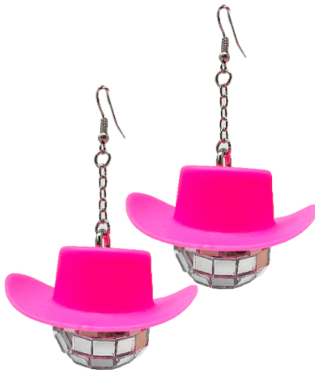 Cowgirl Disco Ball Earrings Pink