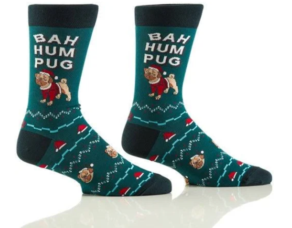Men's Bah Hum Pug Crew Socks