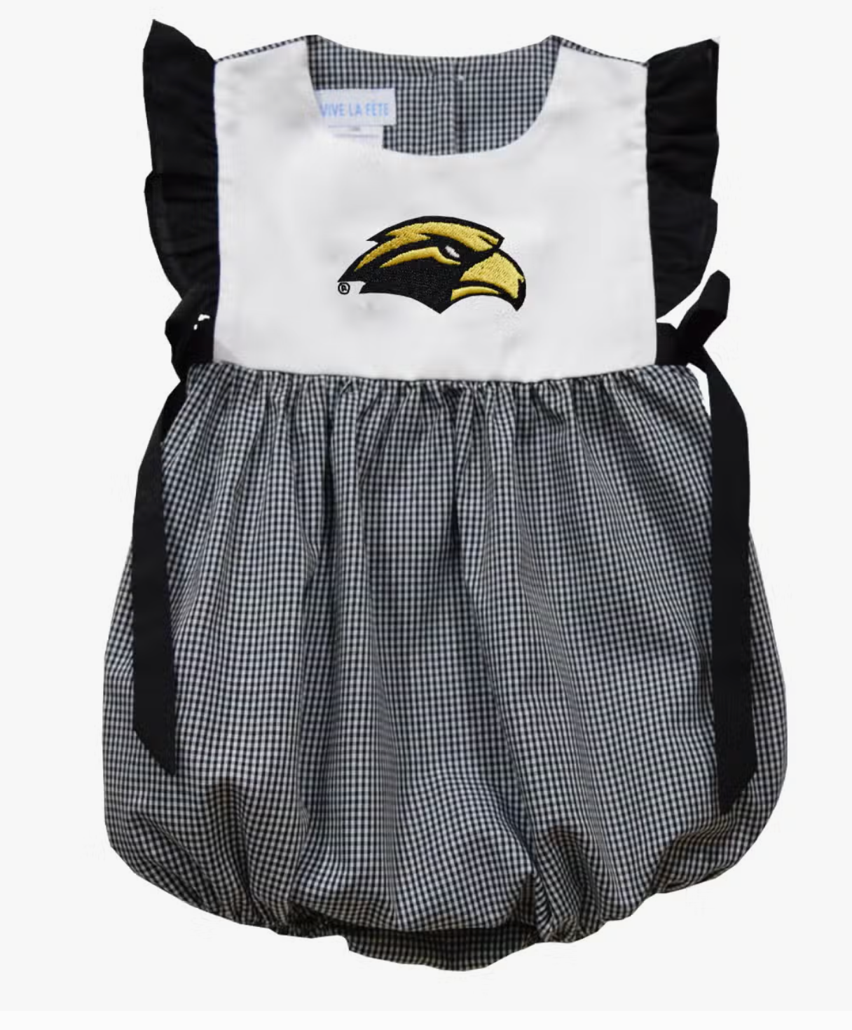 Southern Miss Embroidered Black Gingham Girls