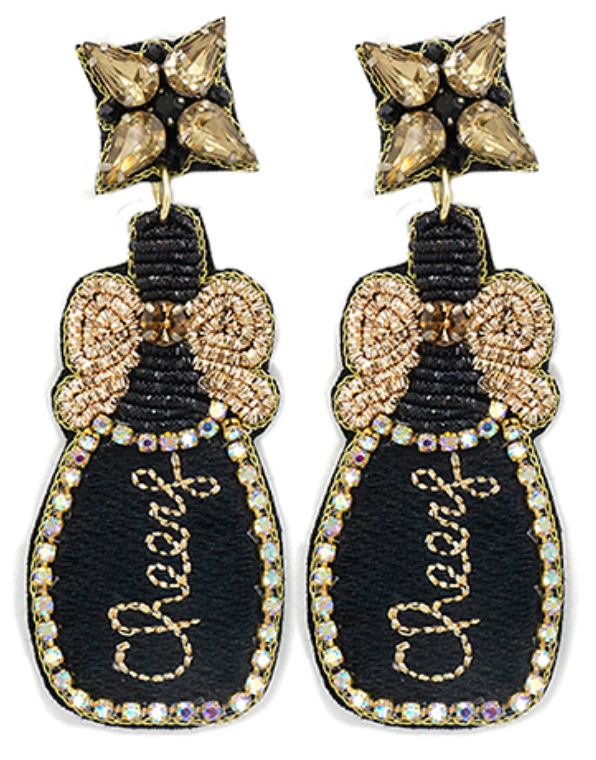 Cheers Champagne Bottle Earrings