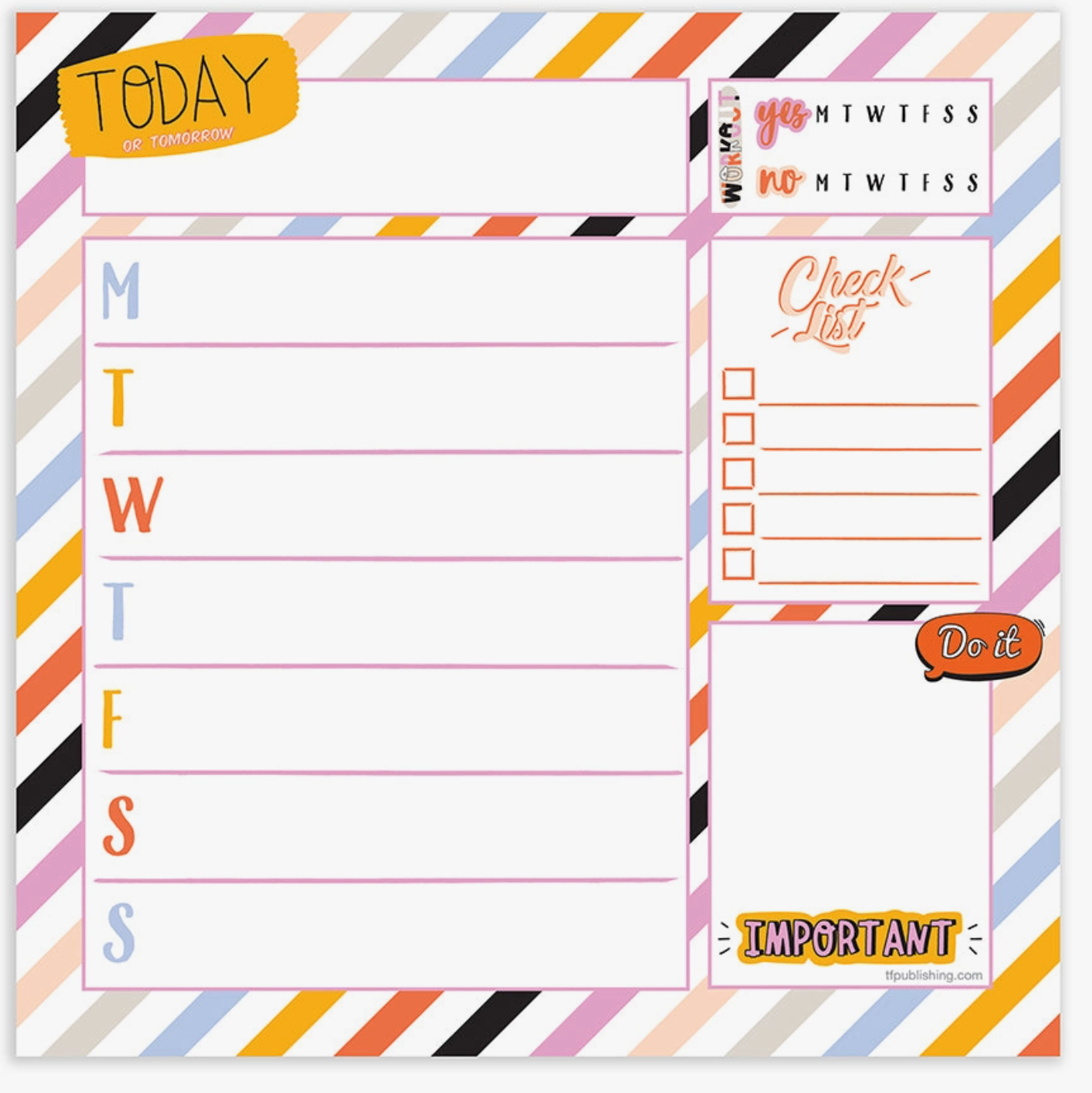Super Stripe Weekly Square Schedule Pad