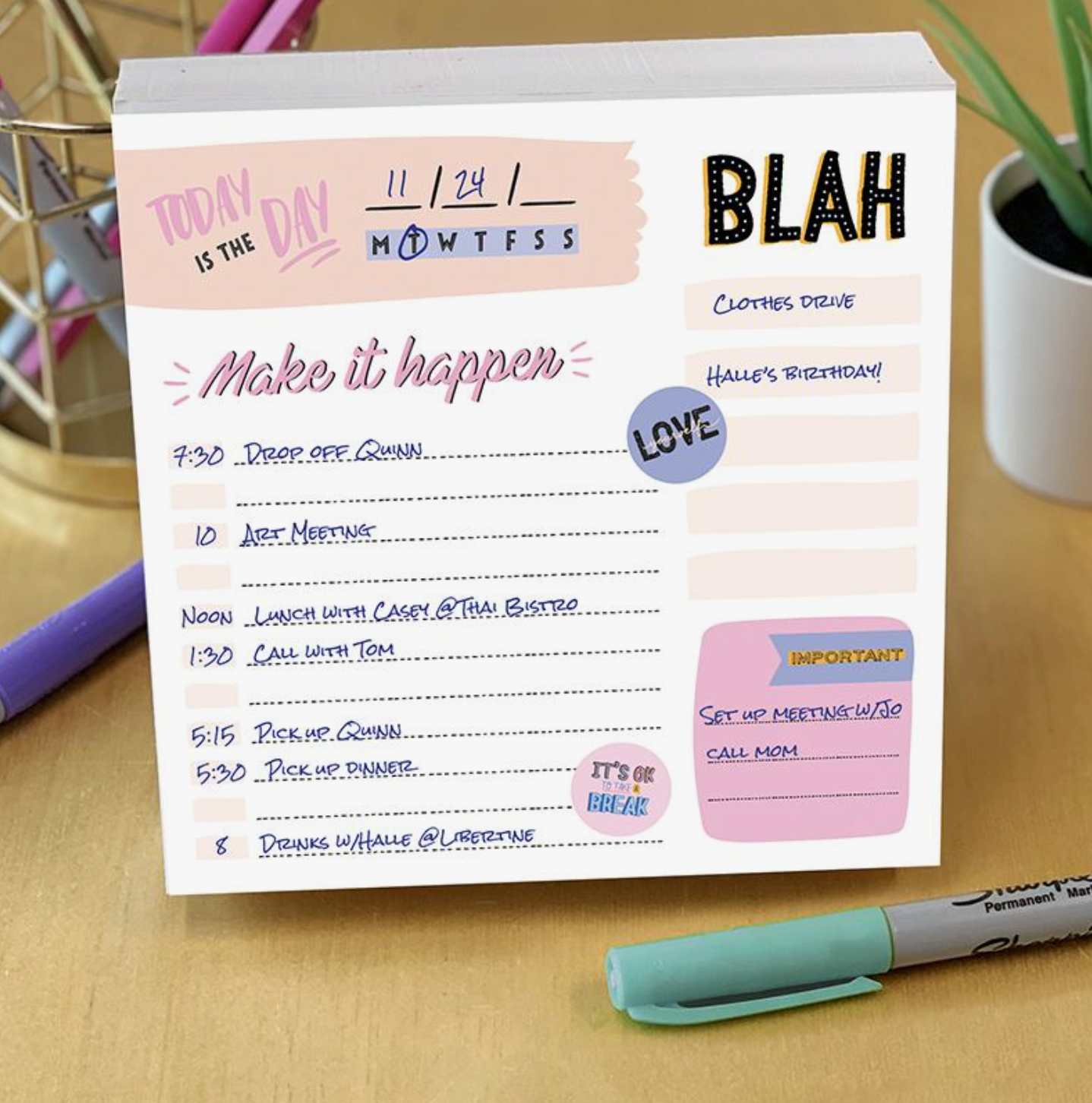 Undated Make It Happen Daily Note Block